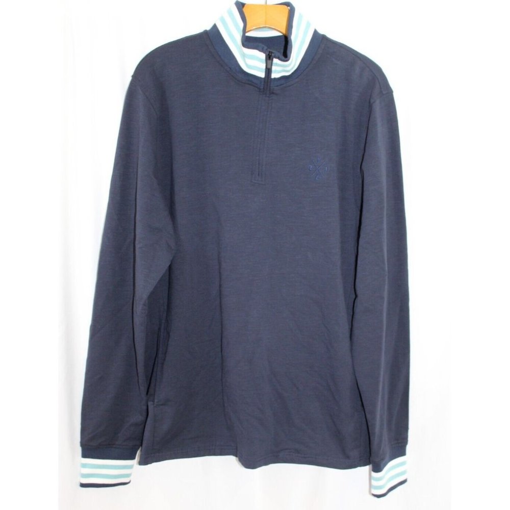 NWT Zyia Mens Navy Blue Bjorn Quarter Zip Sweatshirt XL